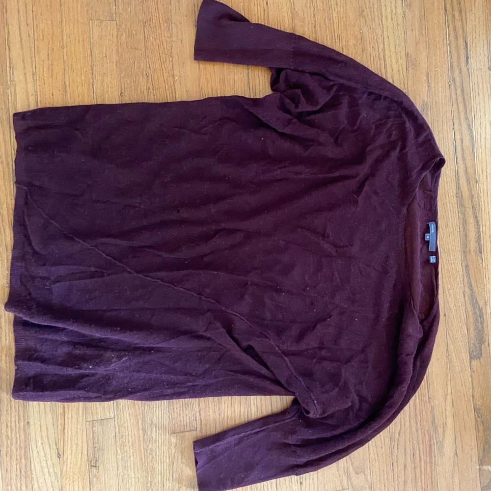 Vince Burgundy Short Sleeve Sweater